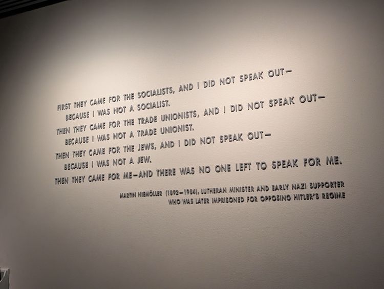 Quote by Martin Niemoller, USHMM